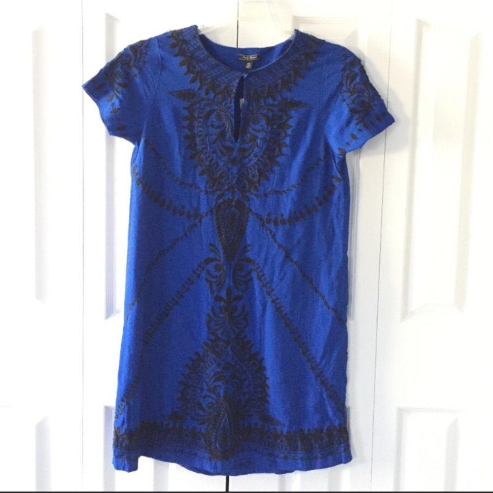 NWTWomens LUCKY BRAND royal blue embroidered dress